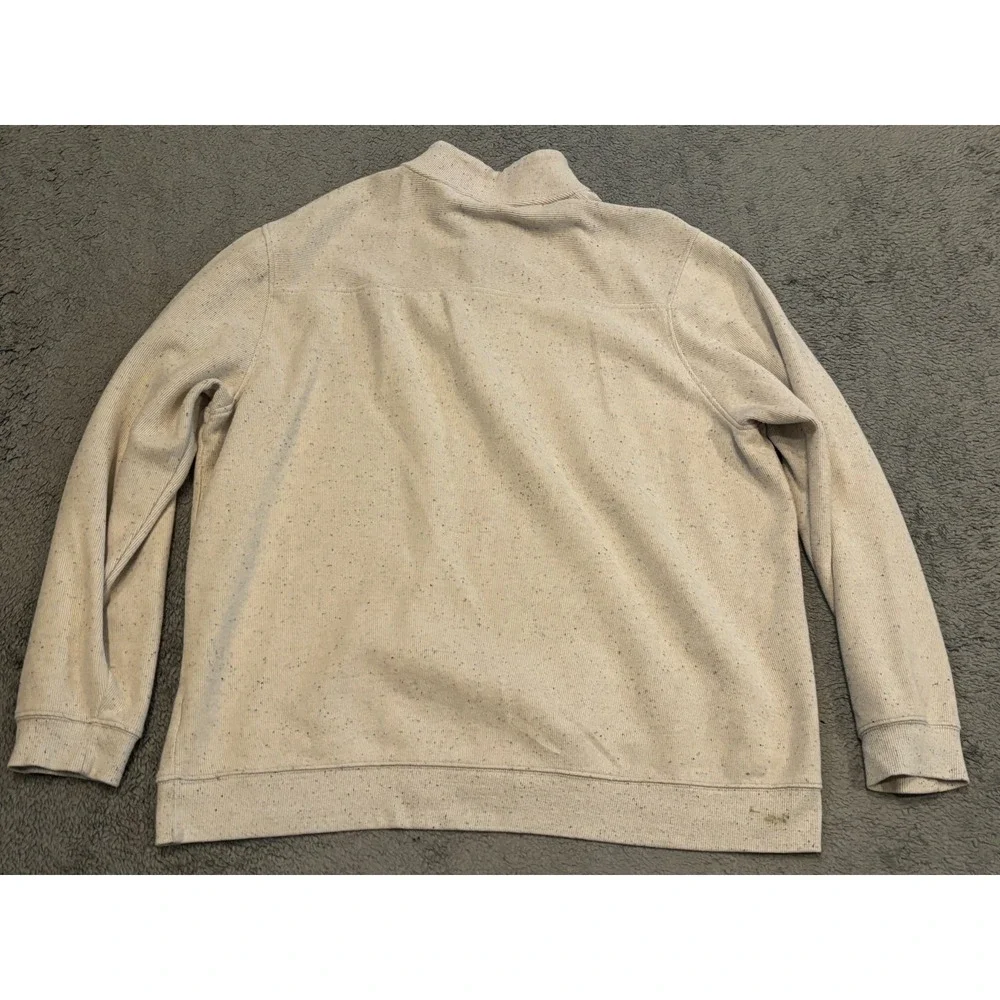 Tasso Elba 1/4 Zip Pullover Sweater Mens 2XL XXL Cream Speckled Mock Neck